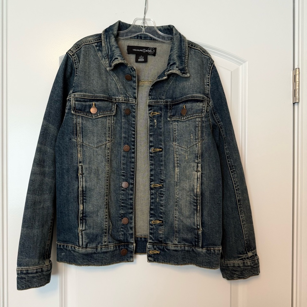 Treasure & Bond Distressed Blue Denim Jacket